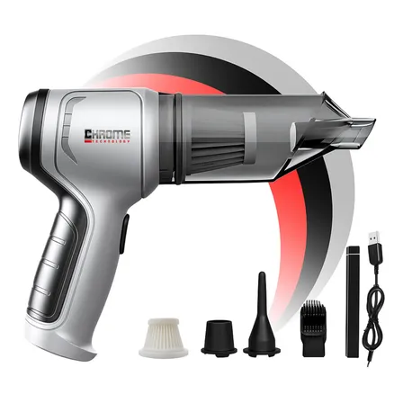 Mini Aspirador De Pó Portátil Recarregável Soprador Usb Automotivo 3em1 Sem Fio Premium Vácuo Limpeza Carro Multifuncional Casa Chrome Technology Prata/verde 127/220v