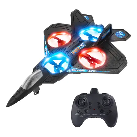 Drone Design Avião Crianças Iniciantes Avião Rc Com Luz Negra Combat Aircraft Controle Remoto 2.4ghz 4 Motores Preto