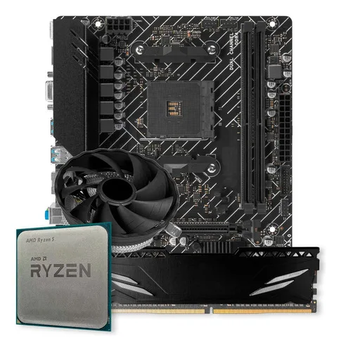 Kit Upgrade Gamer Amd Ryzen 5 5500 + A520m + 8gb Ddr4 Cor Preto