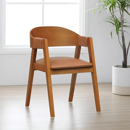 Cadeira Miami Madeira Maciça Decorise Amêndoa Estofado Corano Marrom