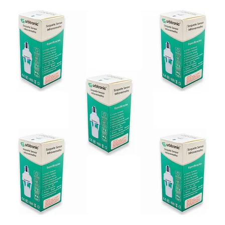 Kit 05 Sensor De Presença Lâmpada Soquete E27 Bocal Fotocelula Orbitronic Orb7790