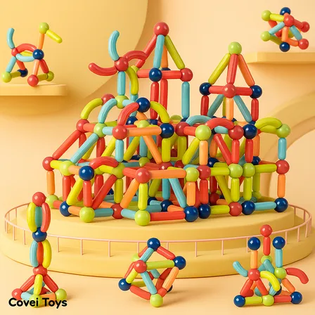 Blocos De Montar Magnéticos Covei Toys Bloco De Montar 128 Peças Em Saco
