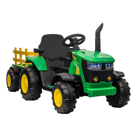 Trator Elétrico Infantil Verde Com Controle Remoto