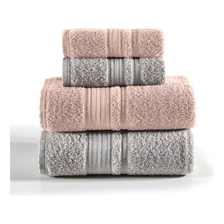 Jogo De 4 Toalhas De Banho Tóquio Altenburg Rosa Delicacy E Cinza Grife Liso