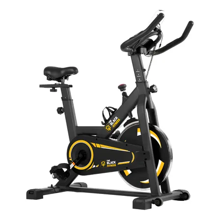 Bicicleta Ergométrica Para Spinning Mecanica 6kg Cardio Com Roda De Inércia Cor Preto E Amarelo Fbe600 The Black Tools