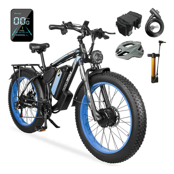 Honeywhale Bk08 Bicicleta Elétrica Para Adultos, 1050W*2-65KM-55KM/H-150KG, Scooter Motor-Bike-Ebike-Autonomia-Velocidade Máxima-Carga, Bateria (48v 23,5ah), 21 Velocidade, Honey Whale