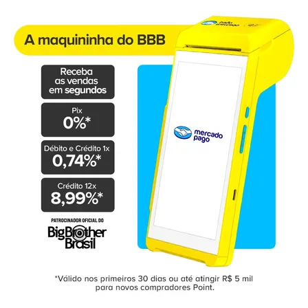 Maquininha De Cartão Mercado Pago Point Smart 2 - Chip Vivo 127/220v