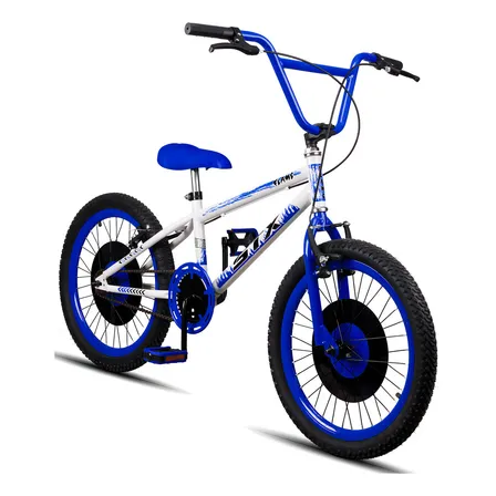 Bicicleta Infantil BMX Aro 20 STX Flame Freio V-Brake Alumínio Branco Azul