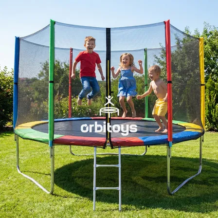 Cama Elástica Infantil Pula Pula Trampolim 3,05 M Playground Orbitoys Preta E Colorida