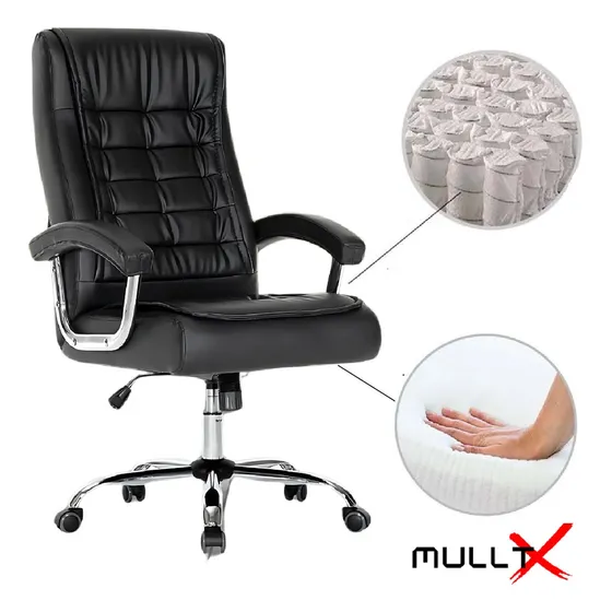 Cadeira De Escritório Presidente Ergonômica Com Molas Ensacadas Modelo Presidente Diretor Sistema Relax Marca Mulltx Big Cor Preto