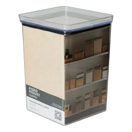 Pote Hermético Grande 6215ml Para Arroz Feijão Despensa Cor Transparente