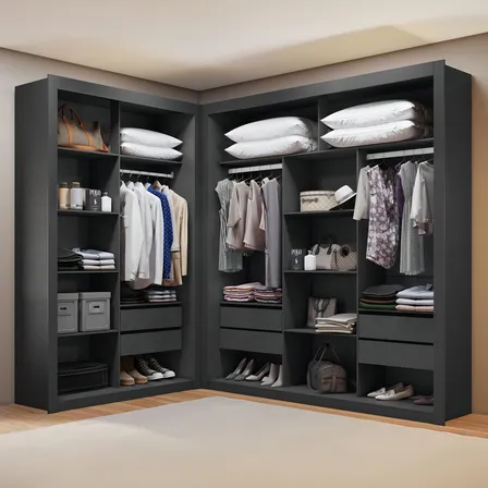Closet Modulado 6 Gavetas Amoudi Móveis Cor Preto Tx