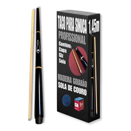 Taco De Sinuca Bilhar Profissional Com Capa Giz Sola Brindes Snooker Bilhares Mgk