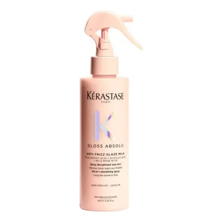 Kérastase, Spray, Gloss Absolu, Glaze Milk Anti-frizz, Com Ácido Hialurônico Glicólico E Óleo De Rosa Silvestre ,proporciona Brilho, Protetor Térmico, 190ml