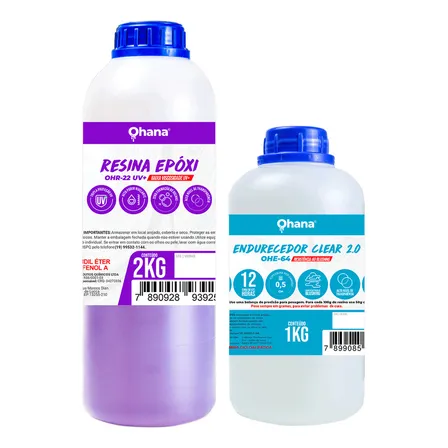 Resina Epóxi Baixa Viscosidade Baixa Espessura Ohana Clear 2.0 - Kit 3 Kg