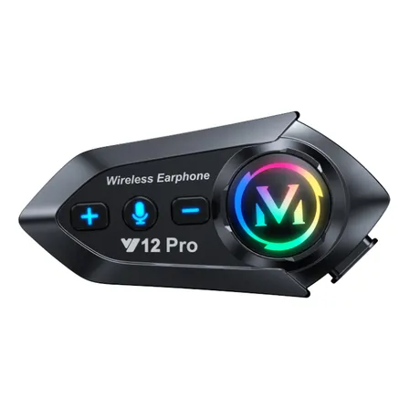 Gllai Y12 Pro Intercomunicador Capacete Moto Bluetooth, Rgb Headset Ipx6 Impermeabilização E Redução Ruído, 500m, 25h Bateria Com Vida Útil Ultralonga