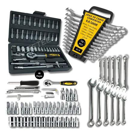 Jogo De Chave Soquete Catraca Combinada Fenda Philips Kit Ferramentas Completo 58 Peças Aço Crv Cietec