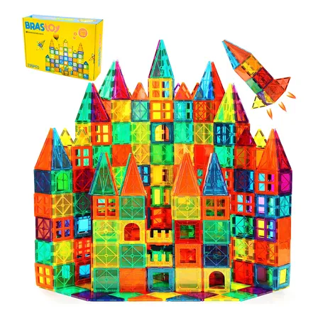 Brastoy Magnéticos Construção Blocos De Construção Conjunto Montar Brinquedos Infantil De Engenharia 130 Peças