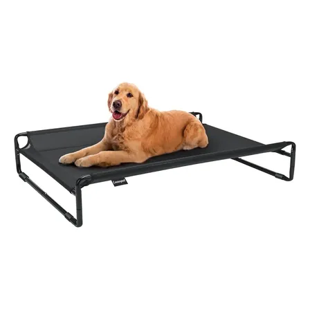 Cama Suspensa Grande Cachorros Looxopet Textilene Preto 110x77x21cm Liso