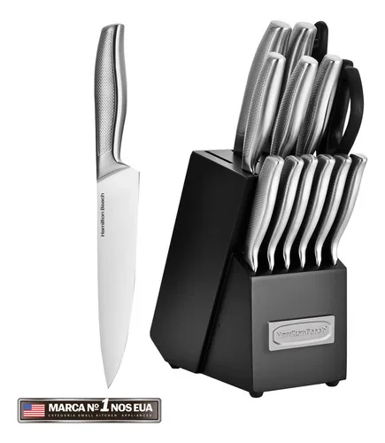 Jogo De Facas Conjunto Inox Com Suporte 15 Peças Hamilton Beach Cutpro