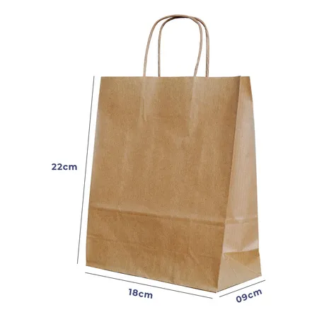 Sacola Papel Kraft P 18x22x9cm 100und Acesso® Monolúcido Embalagem Presente Bolsa Ecológica Alça Torcida