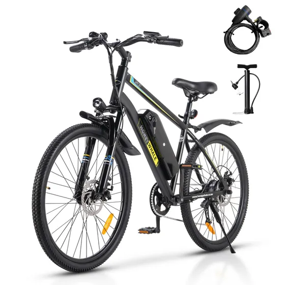 Honeywhale S8 Bicicleta Elétrica Para Adultos, 450w Motor, 50km Autonomia, 35km/h Velocidade Máxima, 26 Aro, Ebike Bateria Removível De 15ah, Bicicleta De Montanha De 7 Velocidades, Bike Honey Whale