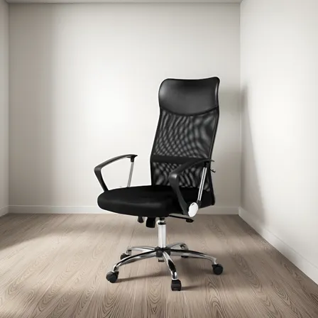 Cadeira Presidente Escritório Ergonômica MMI com Rodas e Couro Sintético Preta