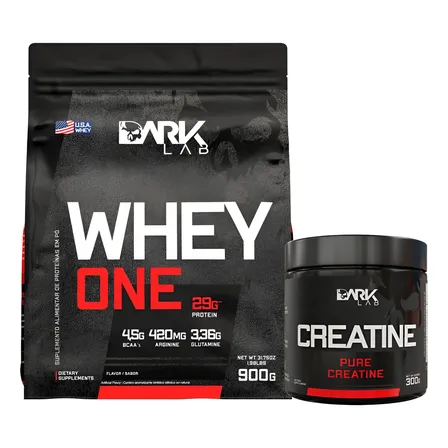 Whey One 900g Morango + Creatina 300g Dark Lab
