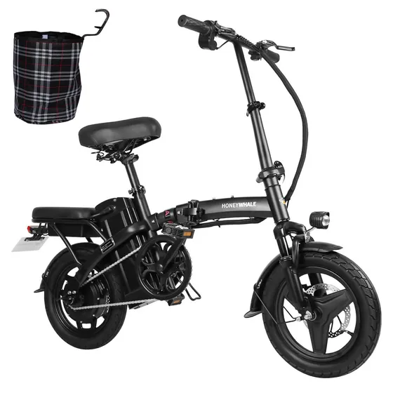 Honeywhale S6-s Bicicleta Elétrica Adulto, 750w-40km-35km/h-125kg, Scooter-Ebike-velocidade-autonomia-carga-fat-de-dobrável, Bike Com Sistema De Freios A Disco, Faróis Dianteiros, Honey Whale Preto