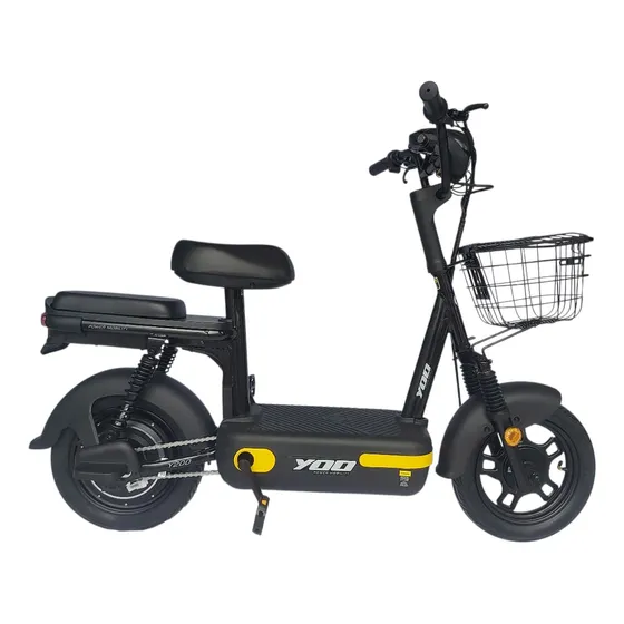 Bicicleta Elétrica Yoo Mobility Y-200 350w Farol Led Scooter Preto Amarelo Não Precisa De Cnh Nem Emplacamento