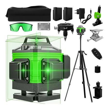 Nível Laser 12 Linhas Verde Recarregável C/ Controle + Bolsa