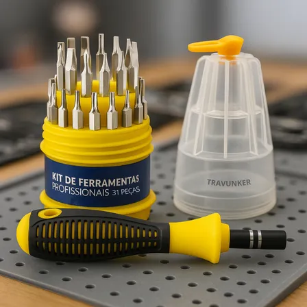 Kit Jogo Ferramentas 31 Peças Chaves Fenda Philips Torx Allen Estrela Precisão Cabo Emborrachado Imantado Estojo Organizador Reparos Eletrônicos Manutenção Celular Notebook