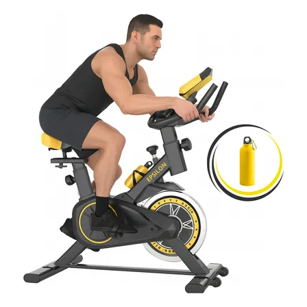 Bicicleta Ergométrica Fitness Para Cardio E Musculação Com Base Cor Preto E Amarelo 6kg Inercia Marca Sevenfit