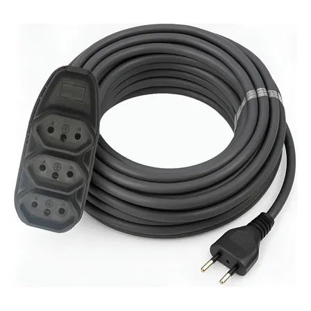 Extensão Eletrica 3 Metros Reforçada De Cabo Pp Com Regua De 3 Tomadas Profissional Cor Preto Marca Screen Vision