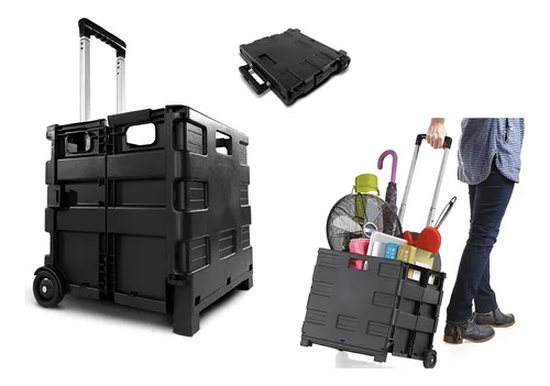 Carrinho Dobrável Multiuso Portátil Vira Maleta Cesto Feira