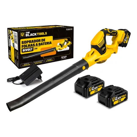 Soprador De Folhas Elétrico 2 Baterias Tcb21c-2b Portátil Amarelo Bivolt The Black Tools