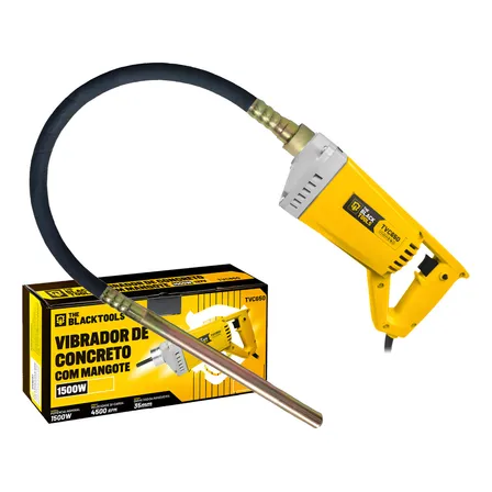 Kit Vibrador De Concreto 1500w 127v Com Mangote Mangueira 4500 Rpm 1,45x35mm Cor Amarelo The Black Tools