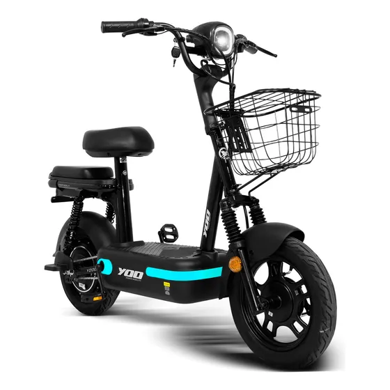 Bicicleta Elétrica 350w Aro 14 Yoo Mobility Scooter Y200 Cor Preto/azul
