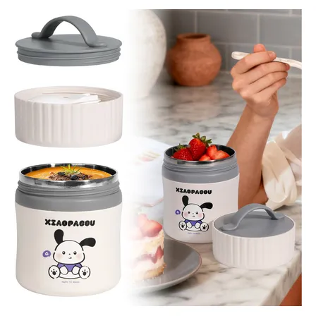 Marmita Térmica 480ml Inox Branco Hermética Com Colher e Tampa ESS