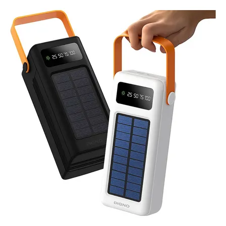 Power Bank 50.000mah Carregador Turbo Usb digno Display Energia Solar Led Universal Portátil Light Tipo-c Preto