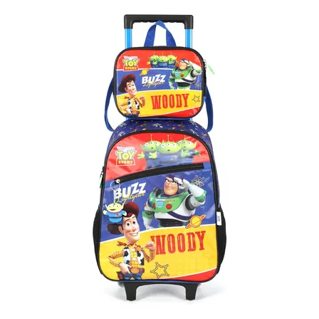 Kit Mochila Com Rodinhas E Lancheira Toy Story Ic42432ty Cor Preto Desenho Do Tecido Lisa