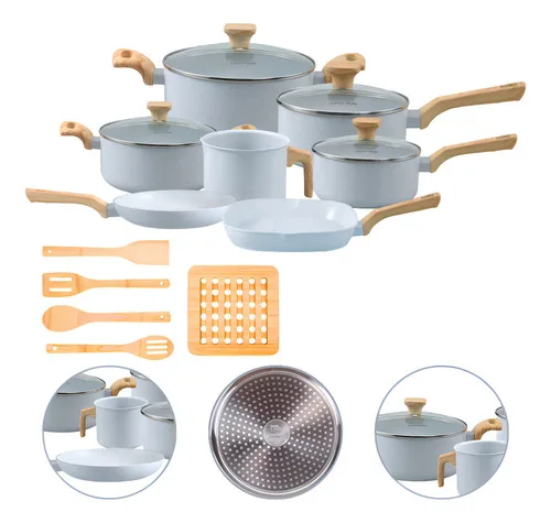 Jogo De Panelas Mimo Indução Cerâmico 12 Peças Gris Cinza Cor Grafite