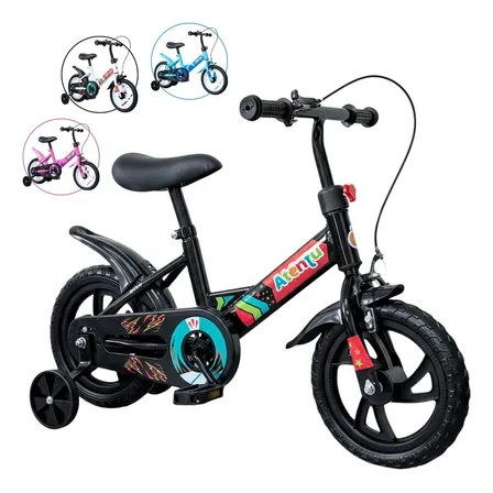 Bicicleta Infantil Aro 12 Com Rodinhas Laterais Equilíbrio Preto S