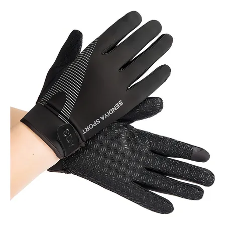 Luva Ciclismo Mtb Dedo Longo Touch Screen Anti-deslizante Cor Preta Tamanho M