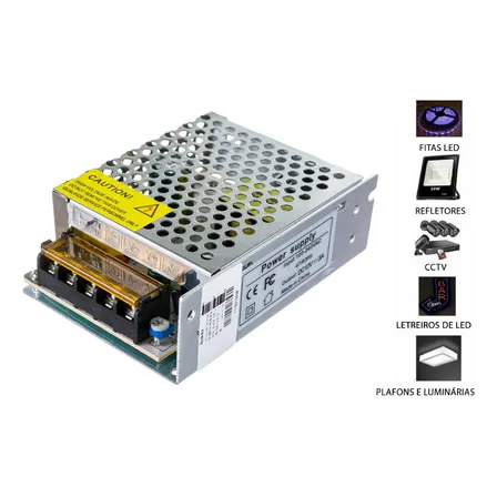 Fonte Chaveada 12v 5a Colmeia 60w Bivolt Estabilizada Bomba D'agua Refletores Fita Led Camera