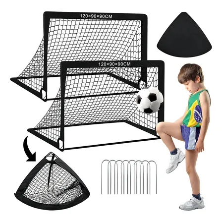 Kit 2 Traves Rede Golzinhos Gol De Futebol Infantil Portátil 1,2×0.9m C/bolsa De Transporte Preto
