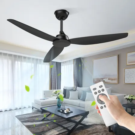 Ventilador De Teto 52 Polegadas Sem Luz, Ventilador De Teto Com 3 Pás Abs, Motor Dc Silencioso Reversível, 6 Velocidades Ajustáveis, Controle Remoto Incluído, Para Uso Interno Ou Externo
