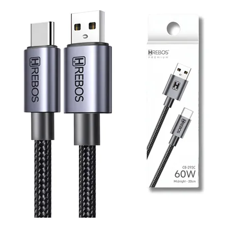 Cabo Usb Tipo C Curto Pequeno 20 Cm Turbo 60w Carga E Dados Cor Preto