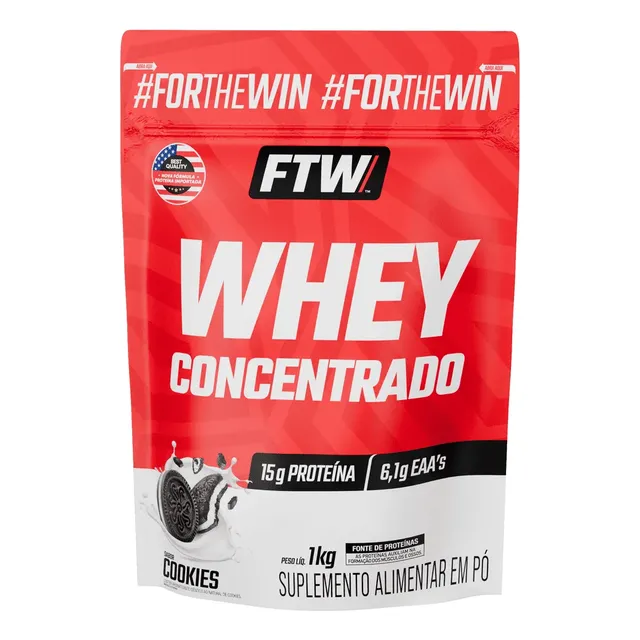 Whey Concentrado Refil 1kg Sabor Cookies - Ftw