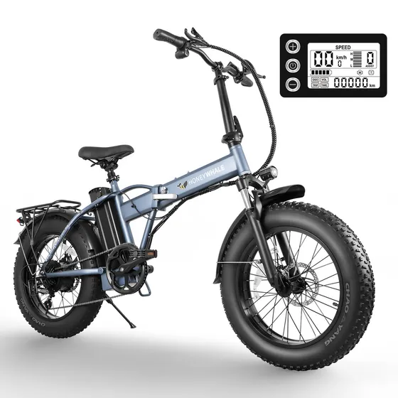 Honeywhale F6 Pro-s Bicicleta Elétrica, 900w-50km-45km/h-120kg, Scooter Motor-adulto-autonomia-ebike-velocidade Máxima-carga-fat-dobravel, Bike Com Amortecedor Dianteiro, Honey Whale Cinza